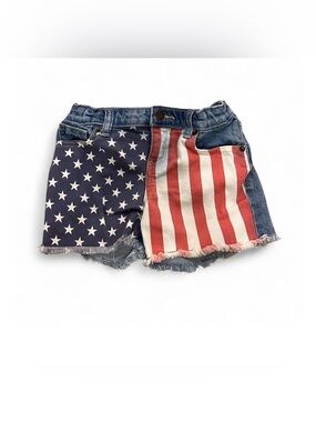 GIRLS Cat & Jack Denim Shorts with American Flag Patch - Red & Blue